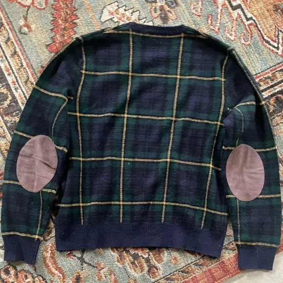 Polo Ralph Lauren Archival Blackwatch Wool Sweater w/ Suede Elbow Patches | L - Picture 9 of 10